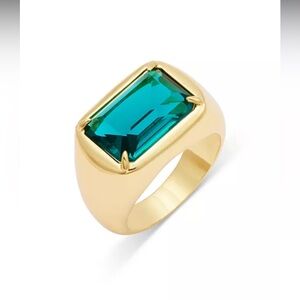 NWT! Aqua 14K gold-plated Teal Statement Ring, $125 retail!, Size 7